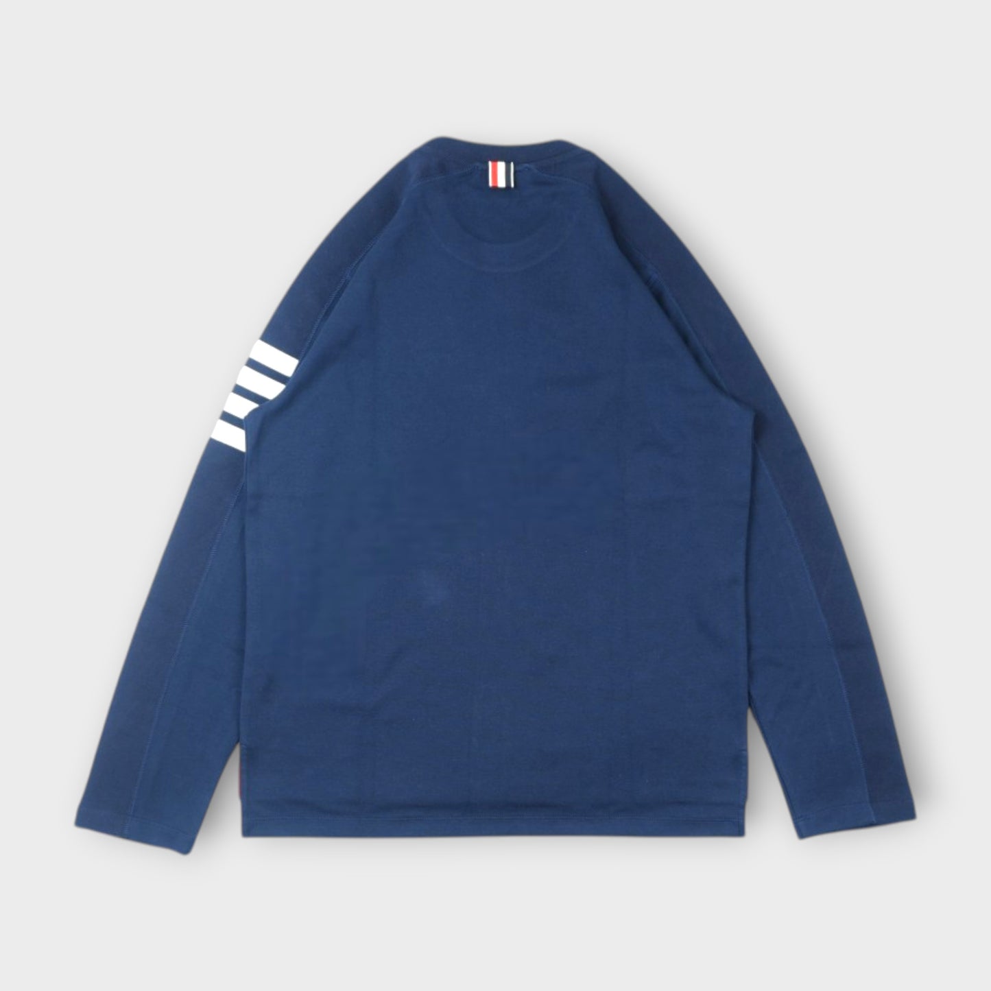 THOM BROWNE LONG SLEEVE TEE W/ 4 BAR STRIPE IN MILANO COTTON