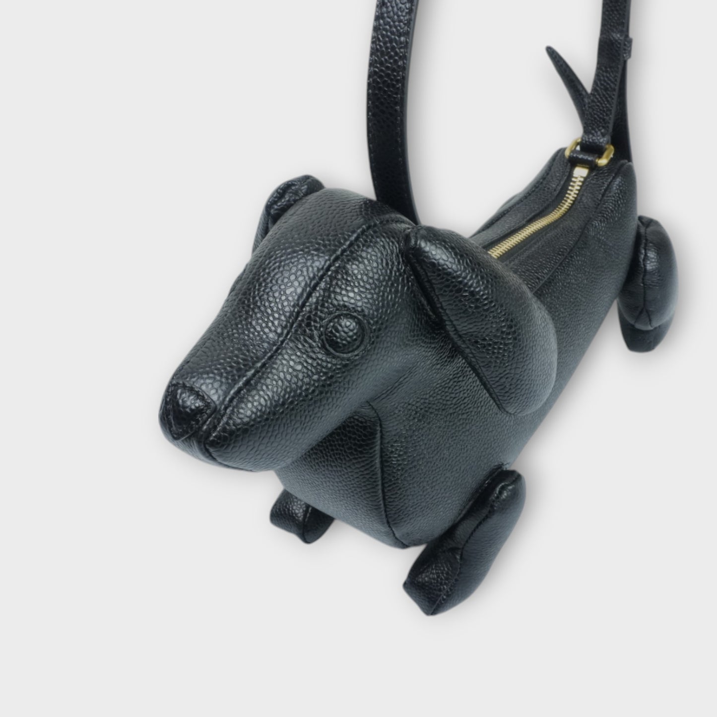 THOM BROWNE HECTOR BAGUETTE BAG IN PEBBLE GRAIN LEATHER