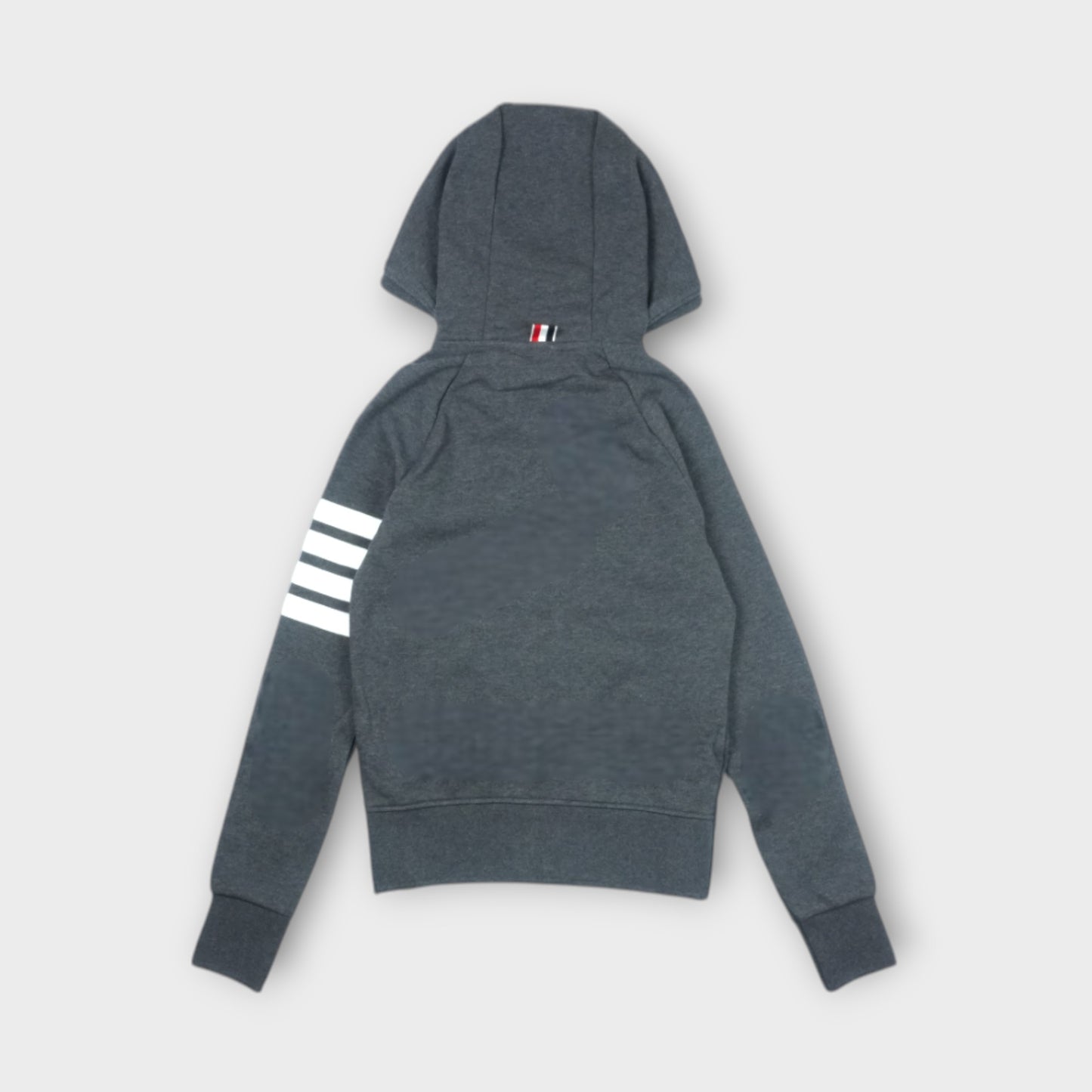 THOM BROWNE ZIP HOODIE W/ ENGINEERED 4 BAR IN CLASSIC LOOPBACK