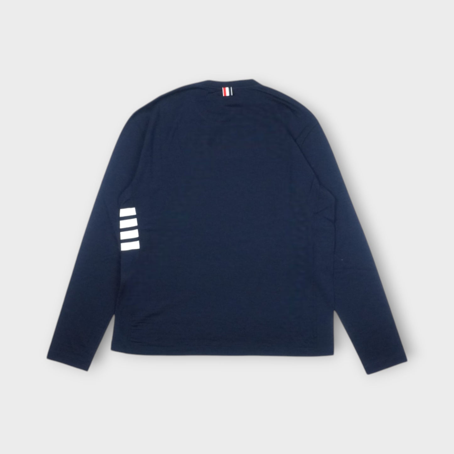 THOM BROWNE LONG SLEEVE TEE IN WOOL JERSEY W/ ENG 4 BAR