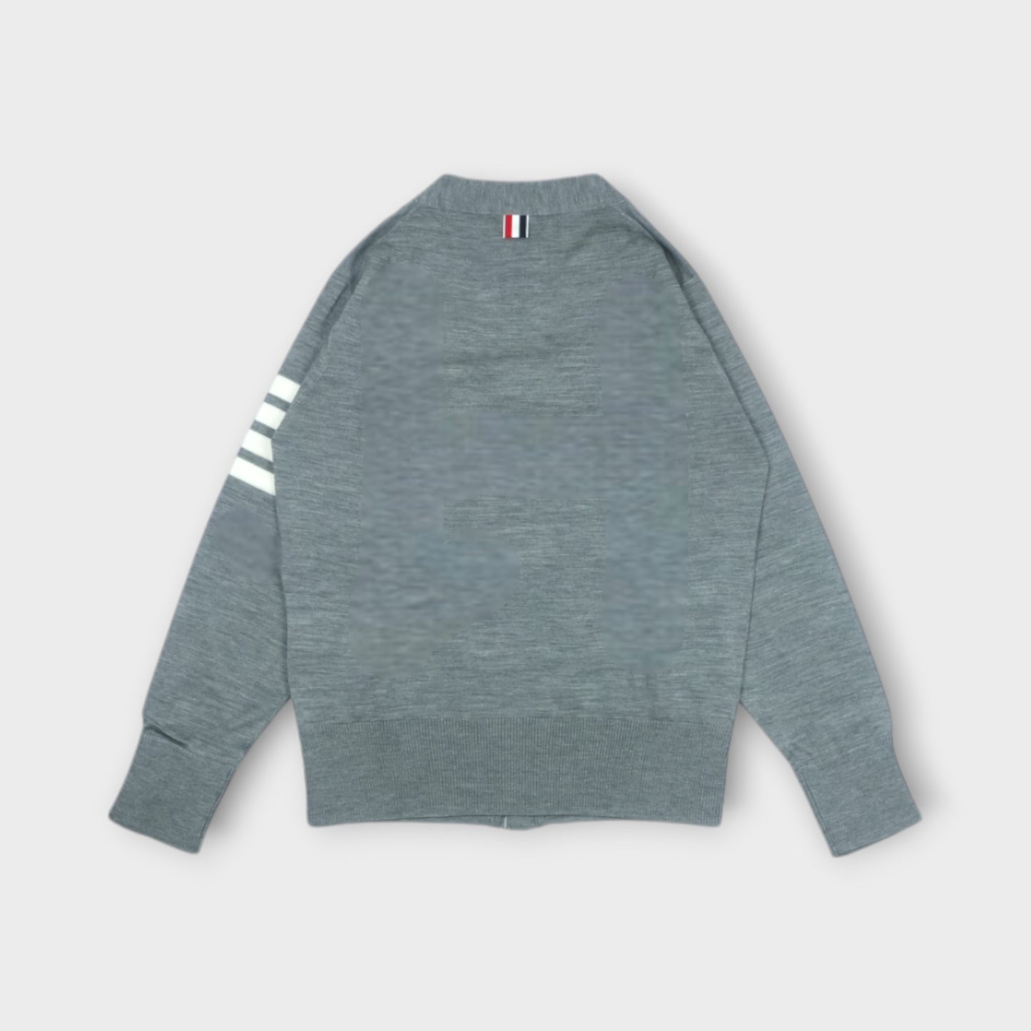 THOM BROWNE CLASSIC V-NECK CARDIGAN IN FINE MERRINO WOOL W/ 4BAR STRIPES