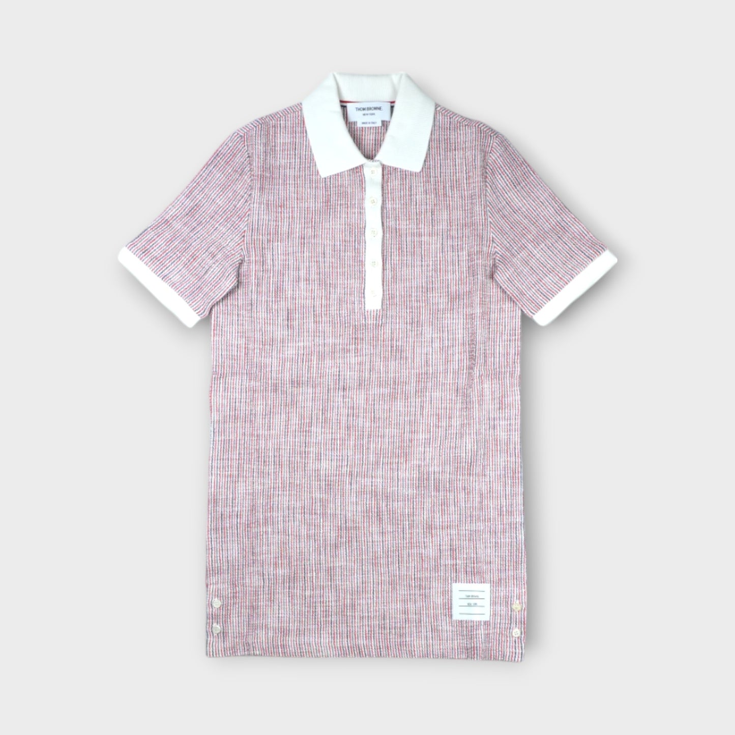 THOM BROWNE SHORT SLEEVE POLO DRESS IN COTTON TWEED