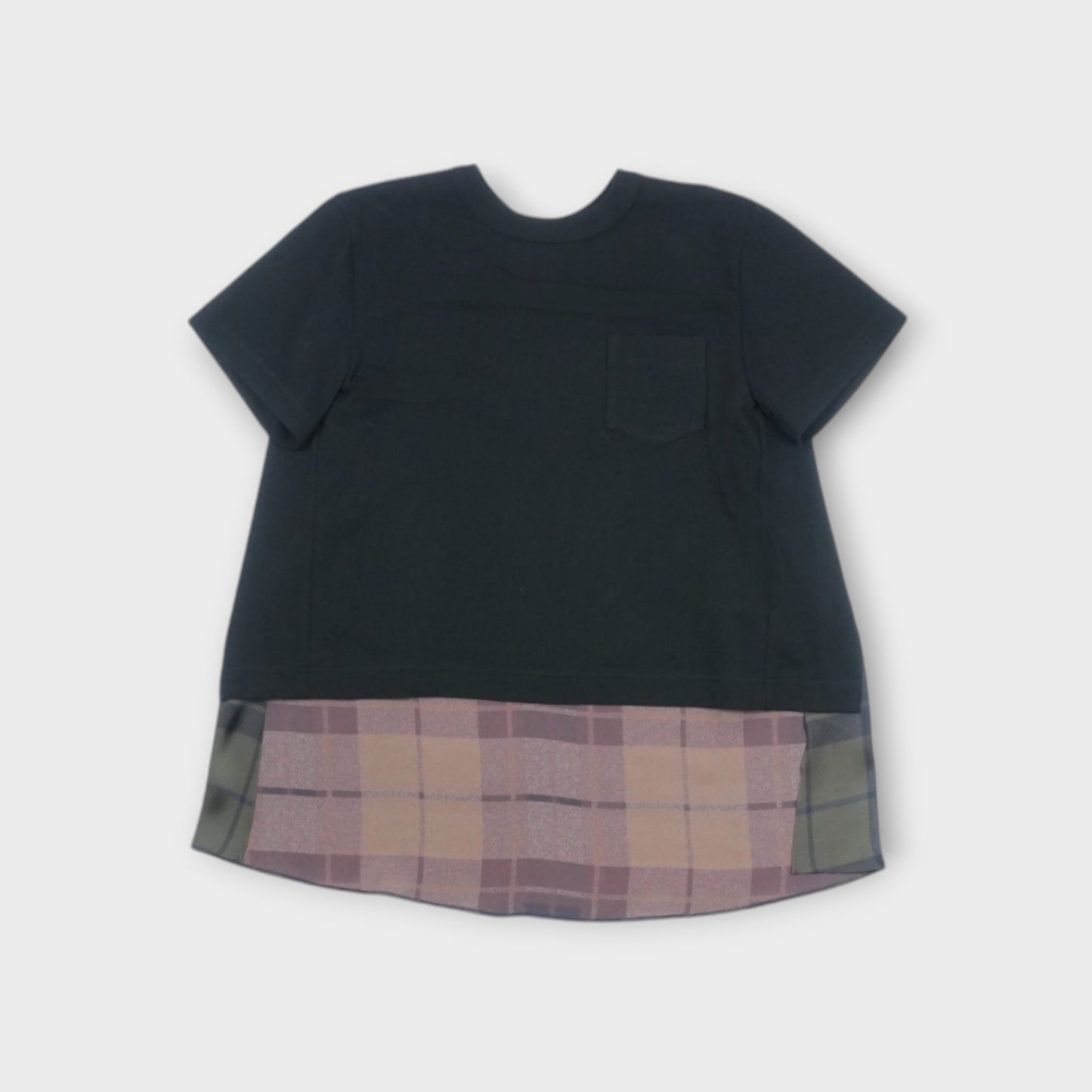 sacai Plaid Print x Cotton Jersey T-Shirt