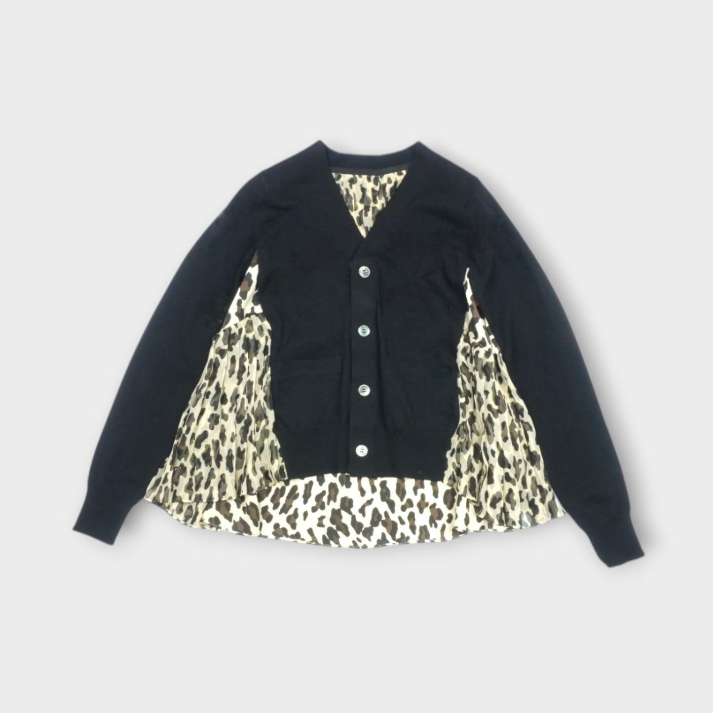 sacai Leopard Print x Knit Cardigan
