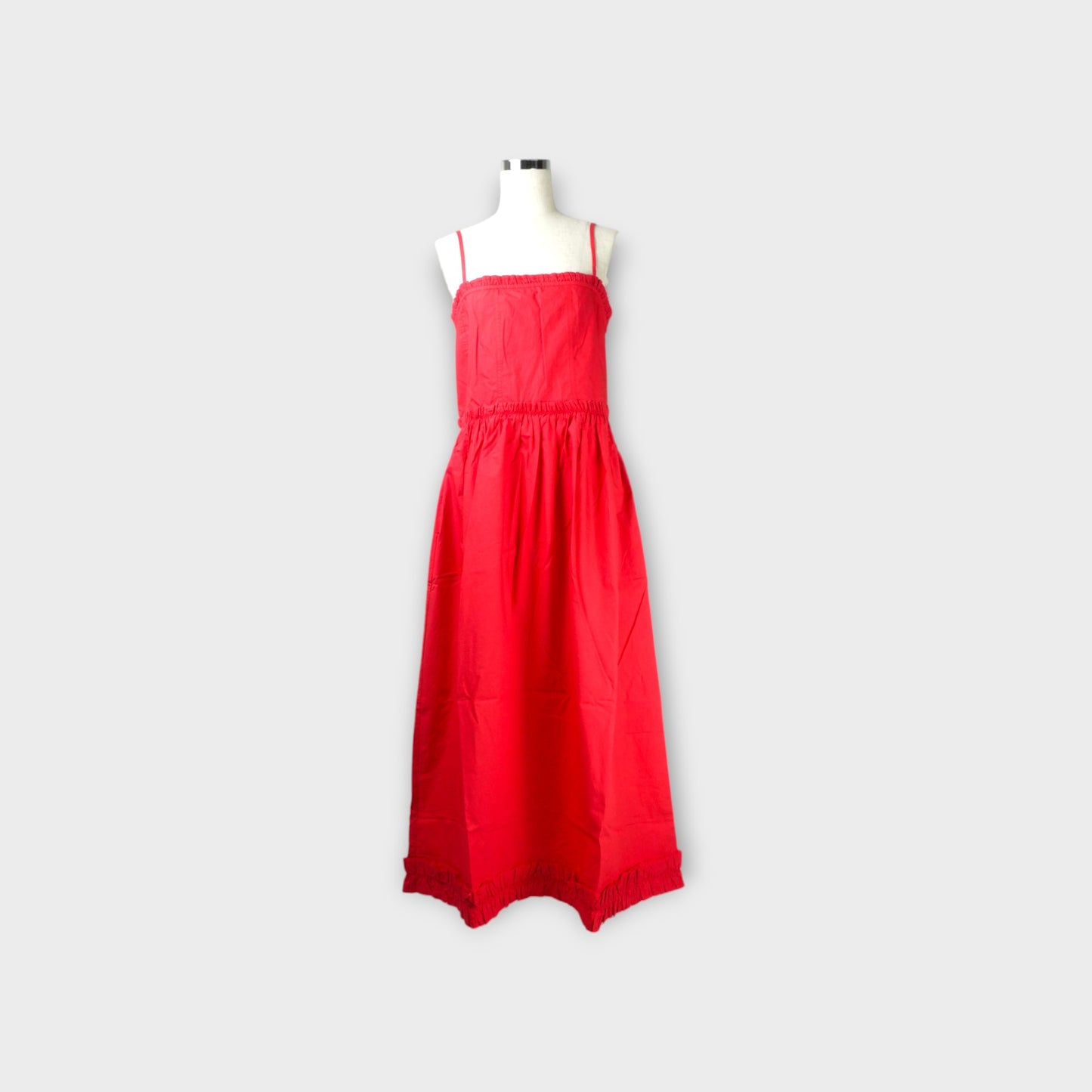 GANNI Cotton Poplin Strap Long Dress