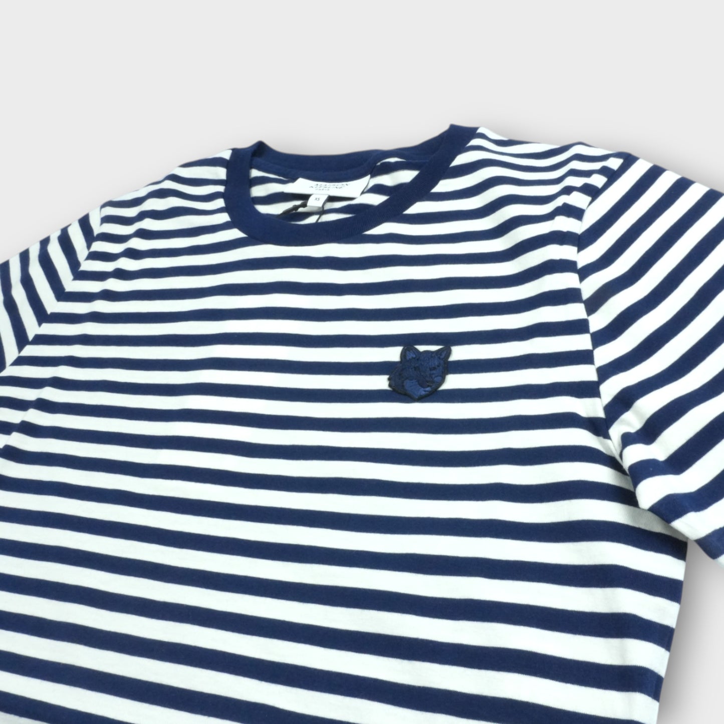 MAISON KITSUNÉ BOLD FOX HEAD PATCH MULTI STRIPES BABY TEE-SHIRT
