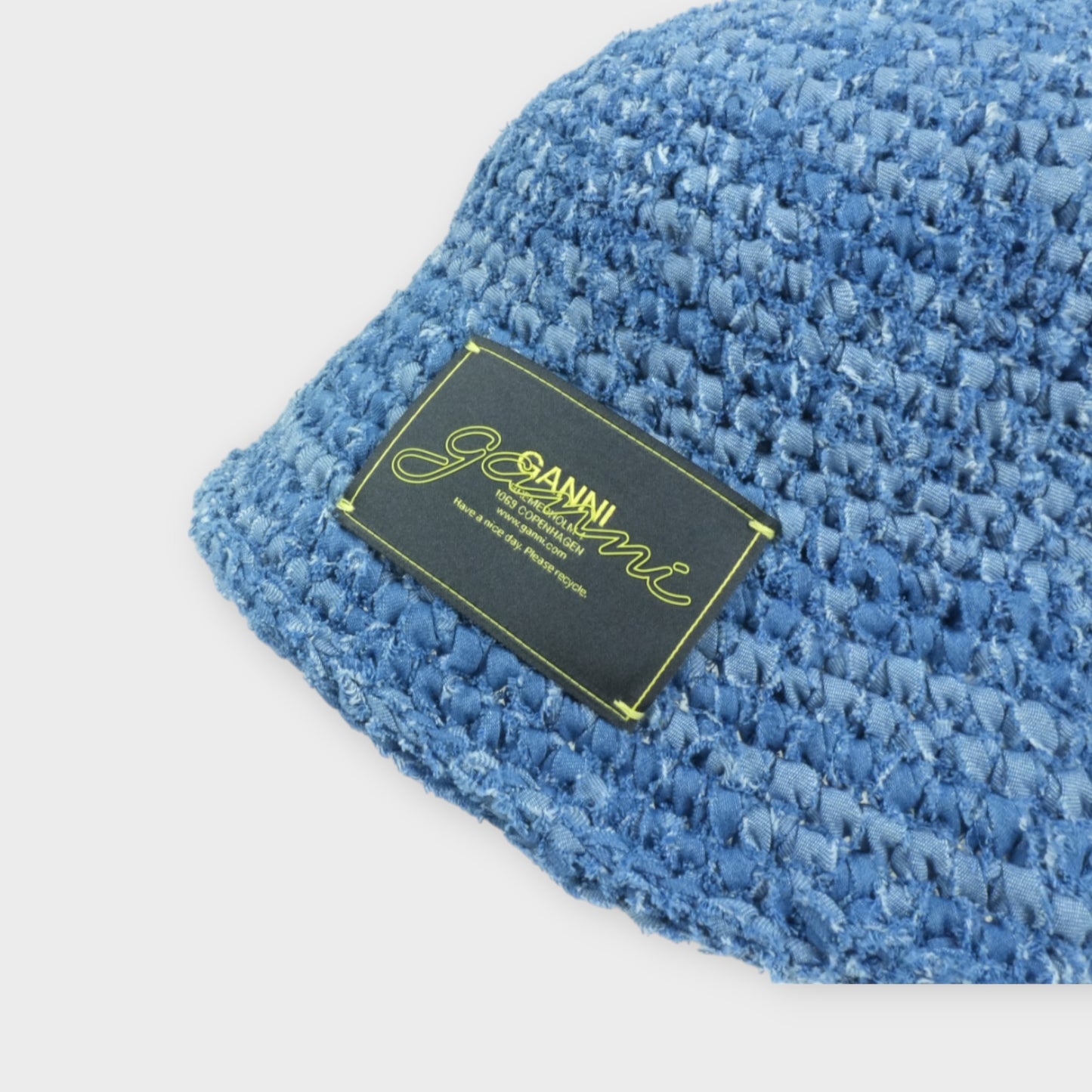 GANNI Denim Handknit Bucket Hat