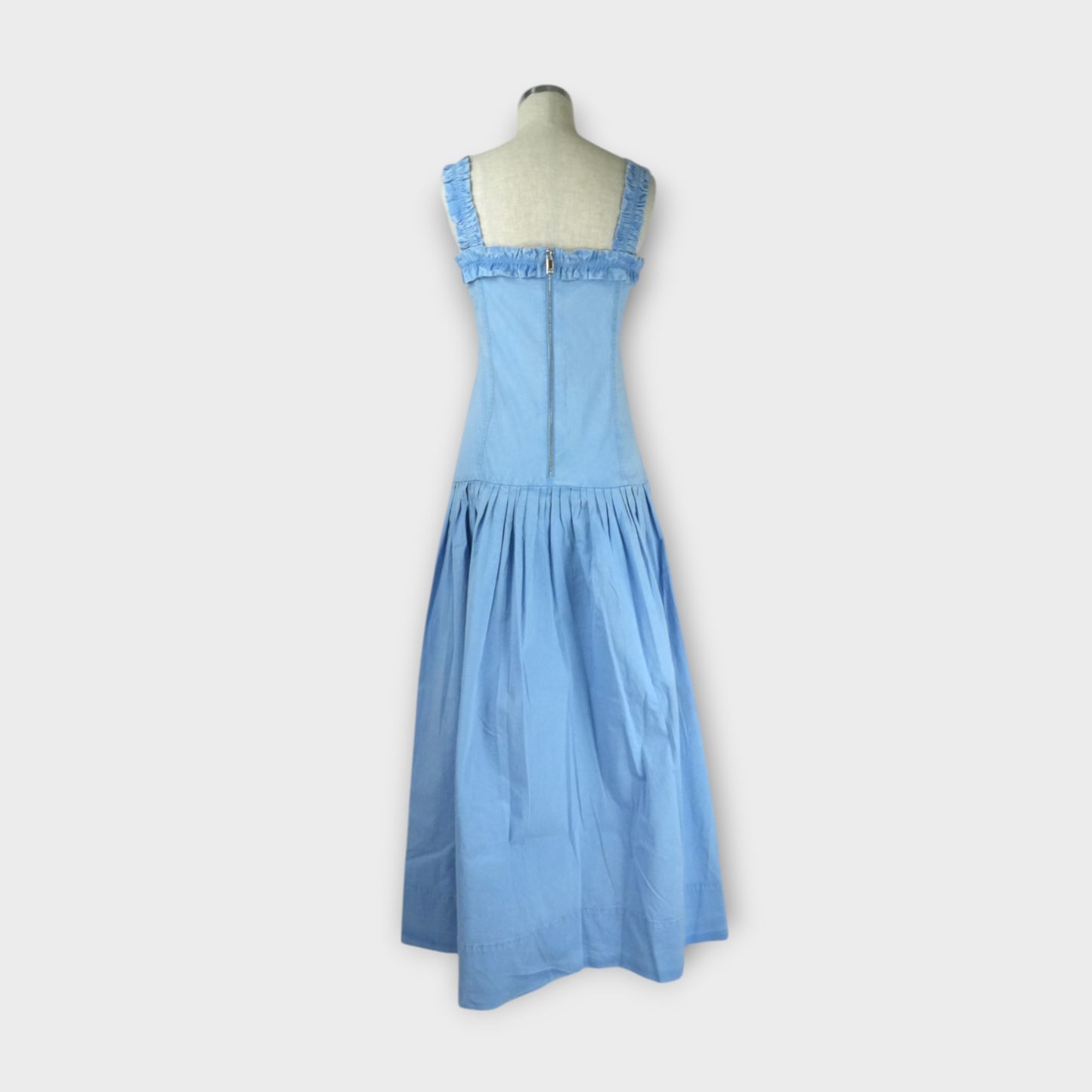 GANNI Washed Stretch Coton Strap Corset Long Dres