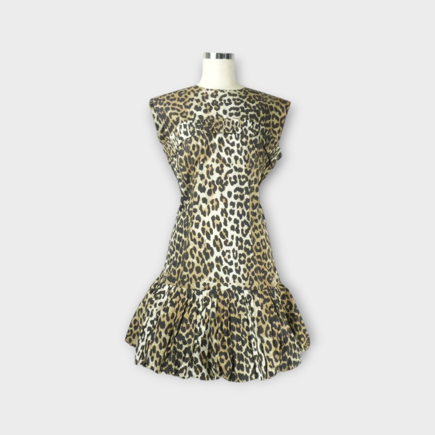 GANNI Printed Cotton Corset Mini Dress