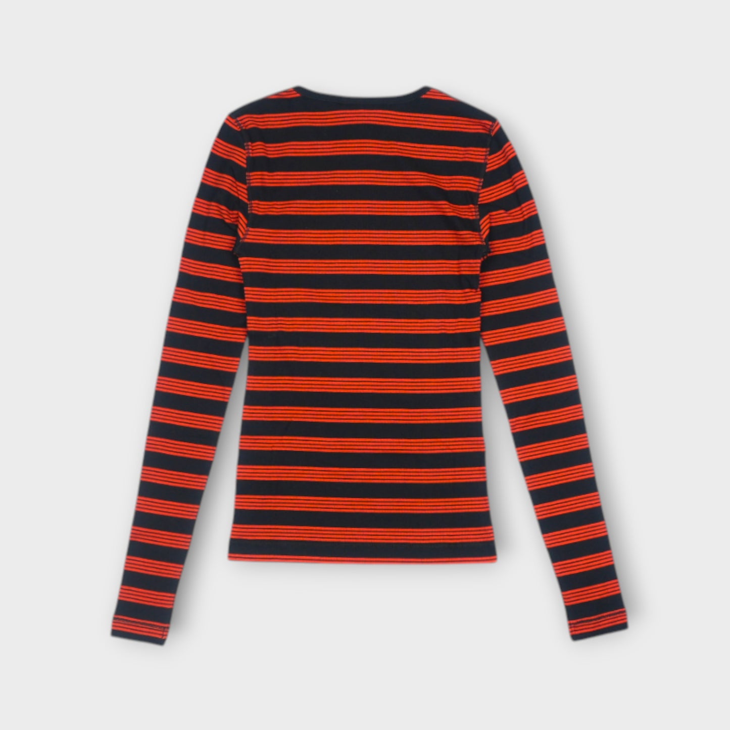 GANNI Soft Cotton Rib Striped Long Sleeve