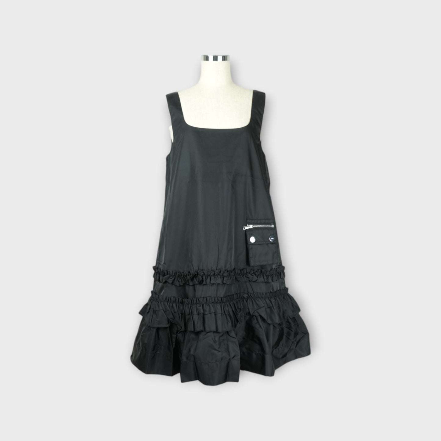 GANNI Duchesse Nylon U-neck Mini Dress