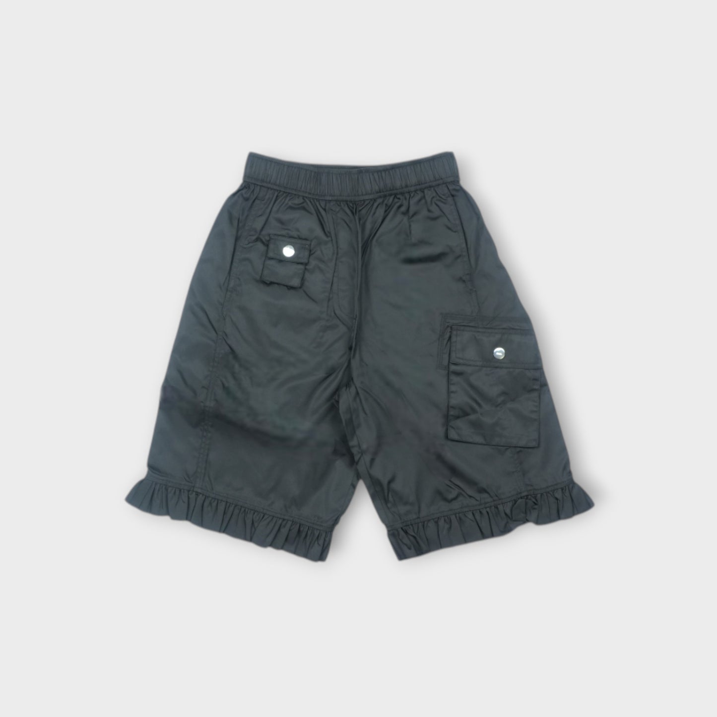 GANNI Duchesse Nylon Midi Ruffle Shorts