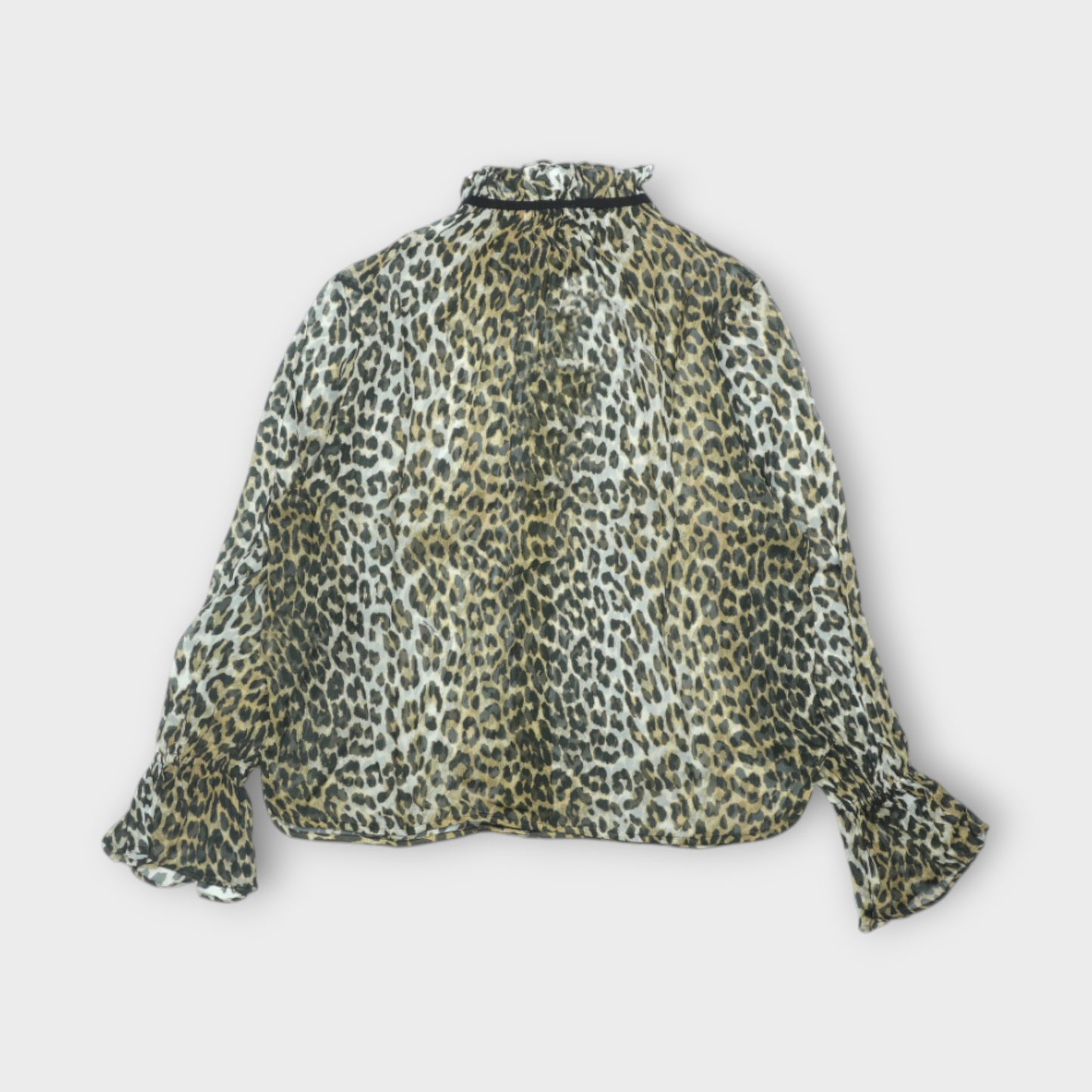GANNI Printed Viscose Chifon Tie String Shirt