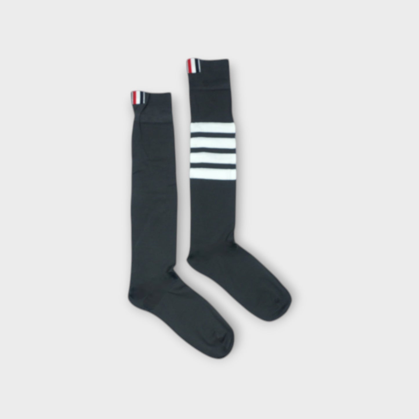 THOM BROWNE OVER THE CALF SOCKS W/ 4 BAR IN LIGHTWEIGHT COTTON