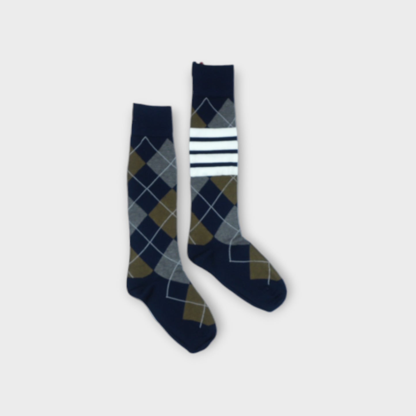 THOM BROWNE ARGYLE MID CALF SOCKS W/ 4BAR IN COTTON