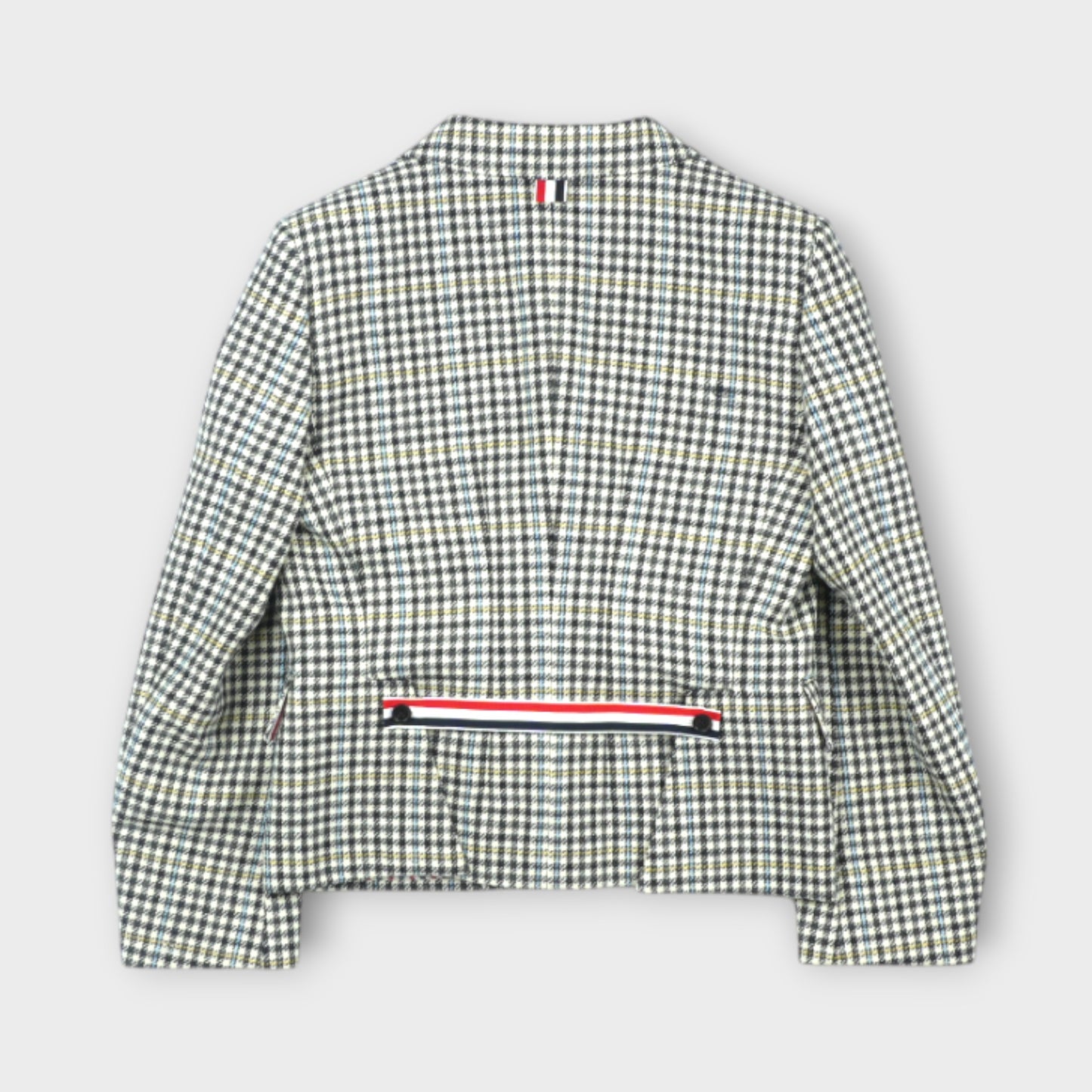 THOM BROWNE HIGH BREAK EXPOSED CATCH VENT SPORTCOAT IN GUNCLUB CHECK HUNTING TWEED