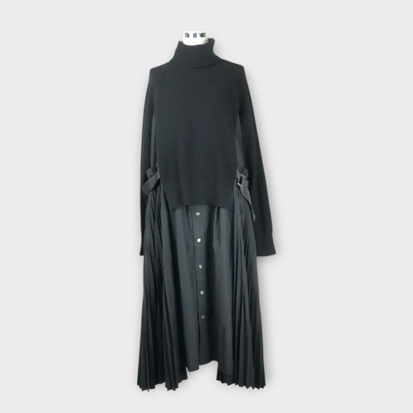 sacai Wool Knit x Cotton Poplin Dress