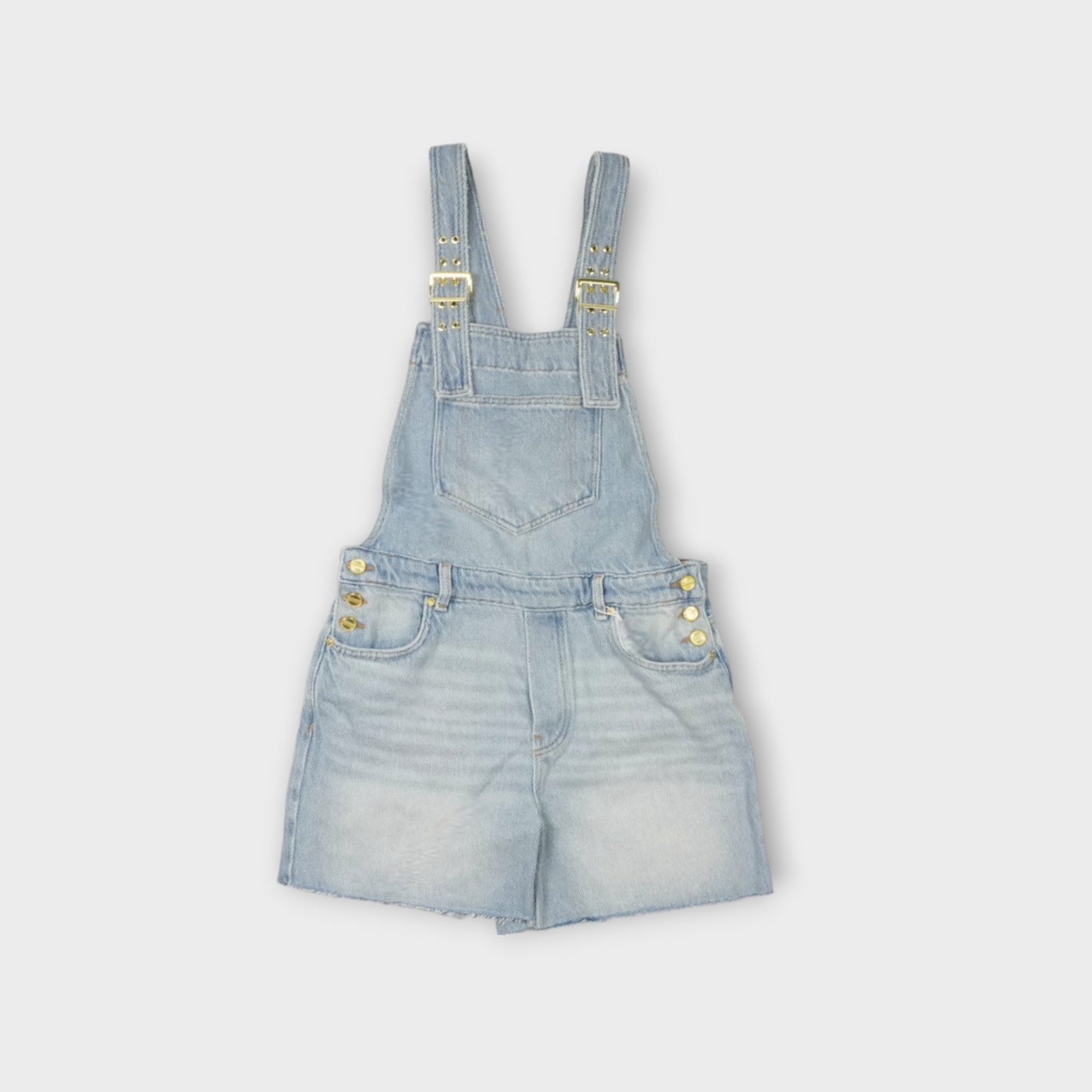 GANNI Overdyed Heavy Denim Overalls Shorts