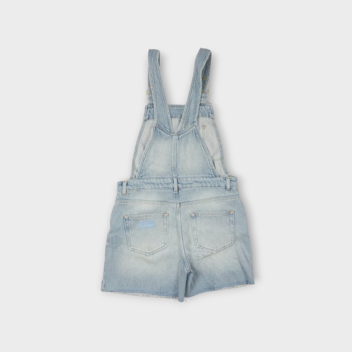 GANNI Overdyed Heavy Denim Overalls Shorts