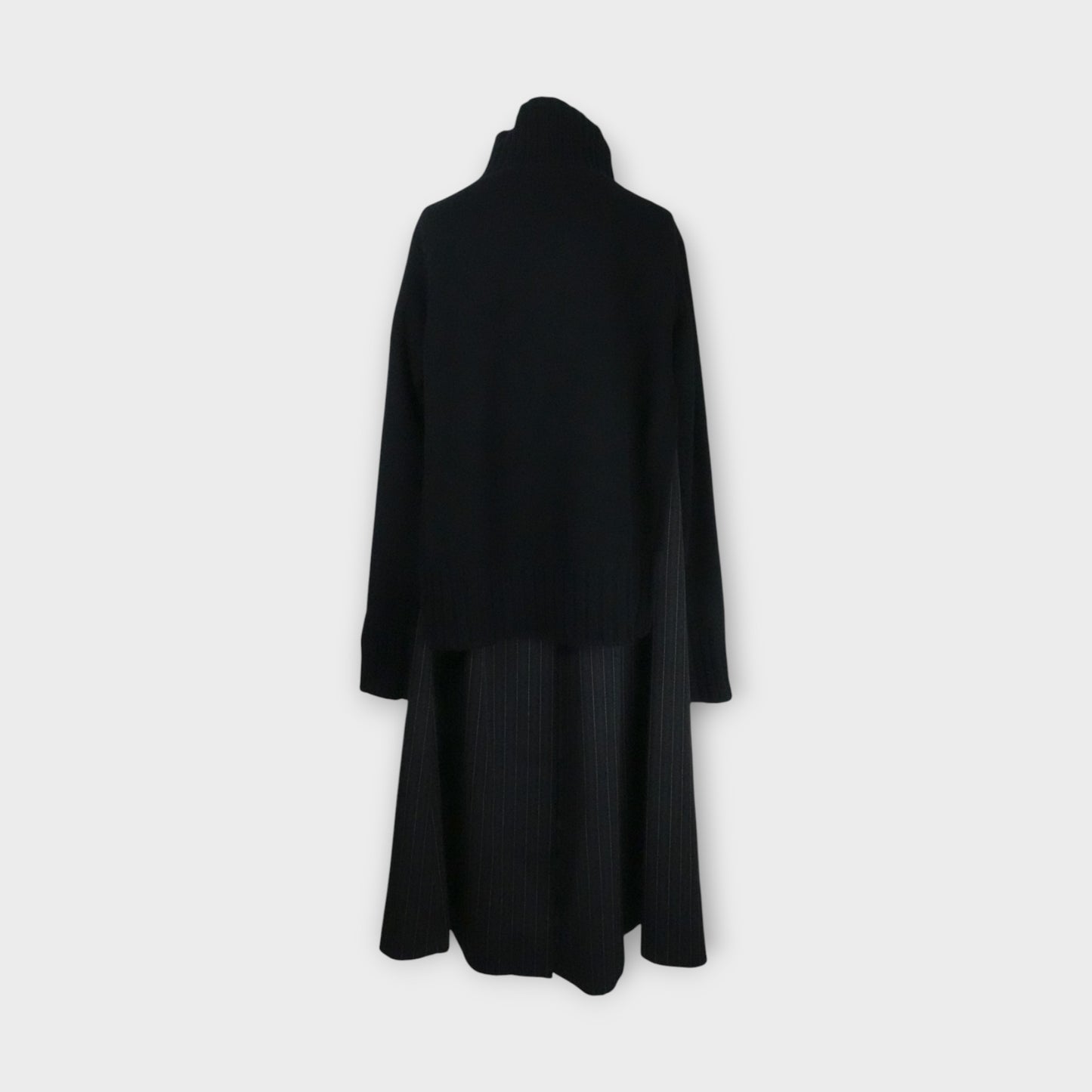 sacai Stripe Doeskin x Wool Knit Coat Dress