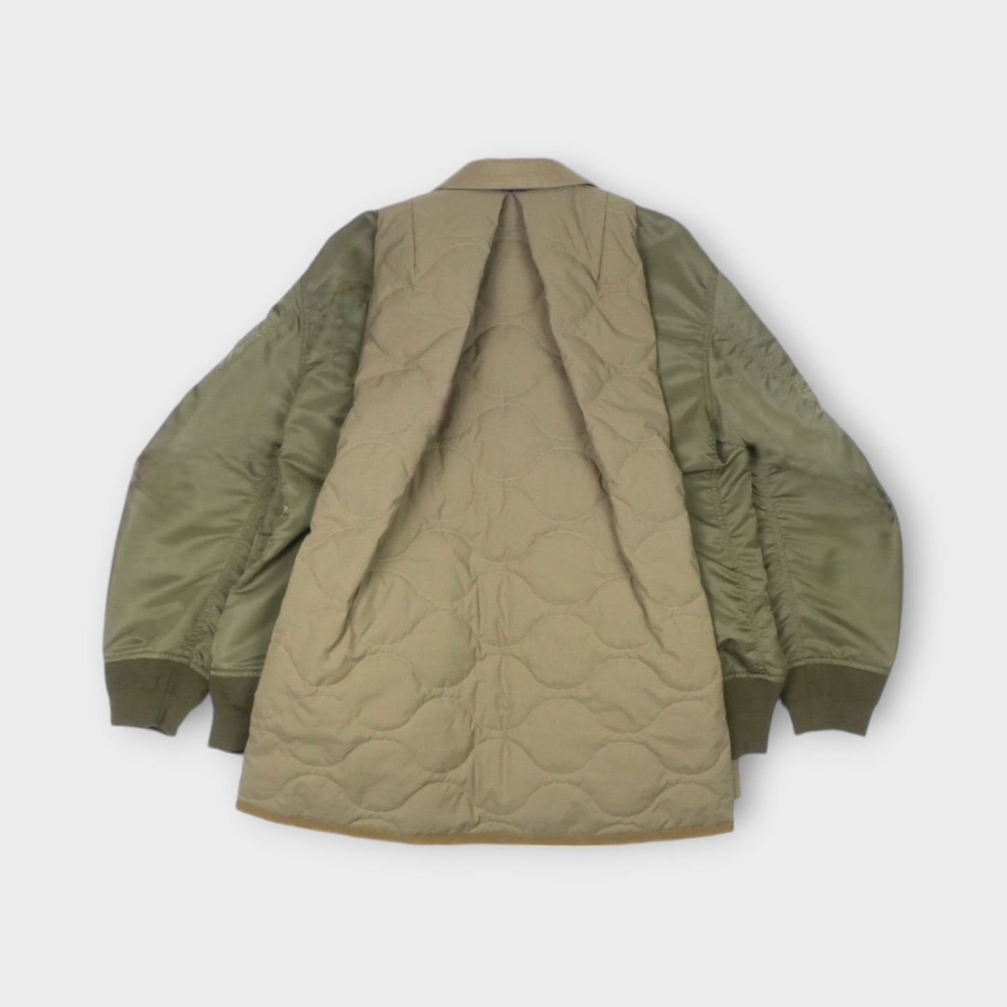 sacai Wool Melton x Nylon Twill Quilted Coat