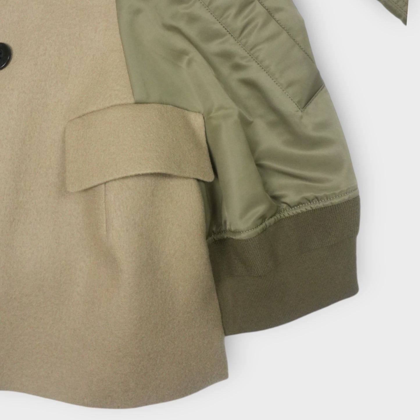 sacai Wool Melton x Nylon Twill Quilted Coat