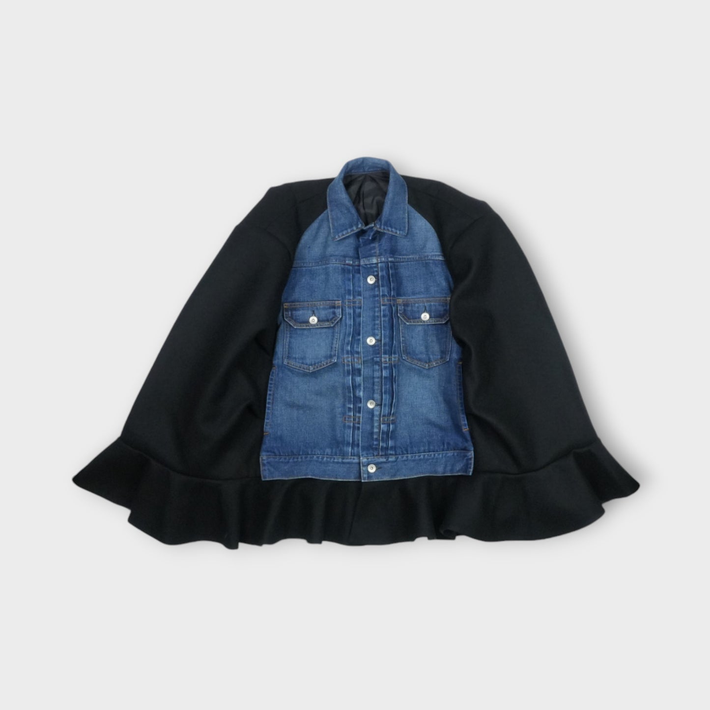 sacai Denim x Wool Melton Cape