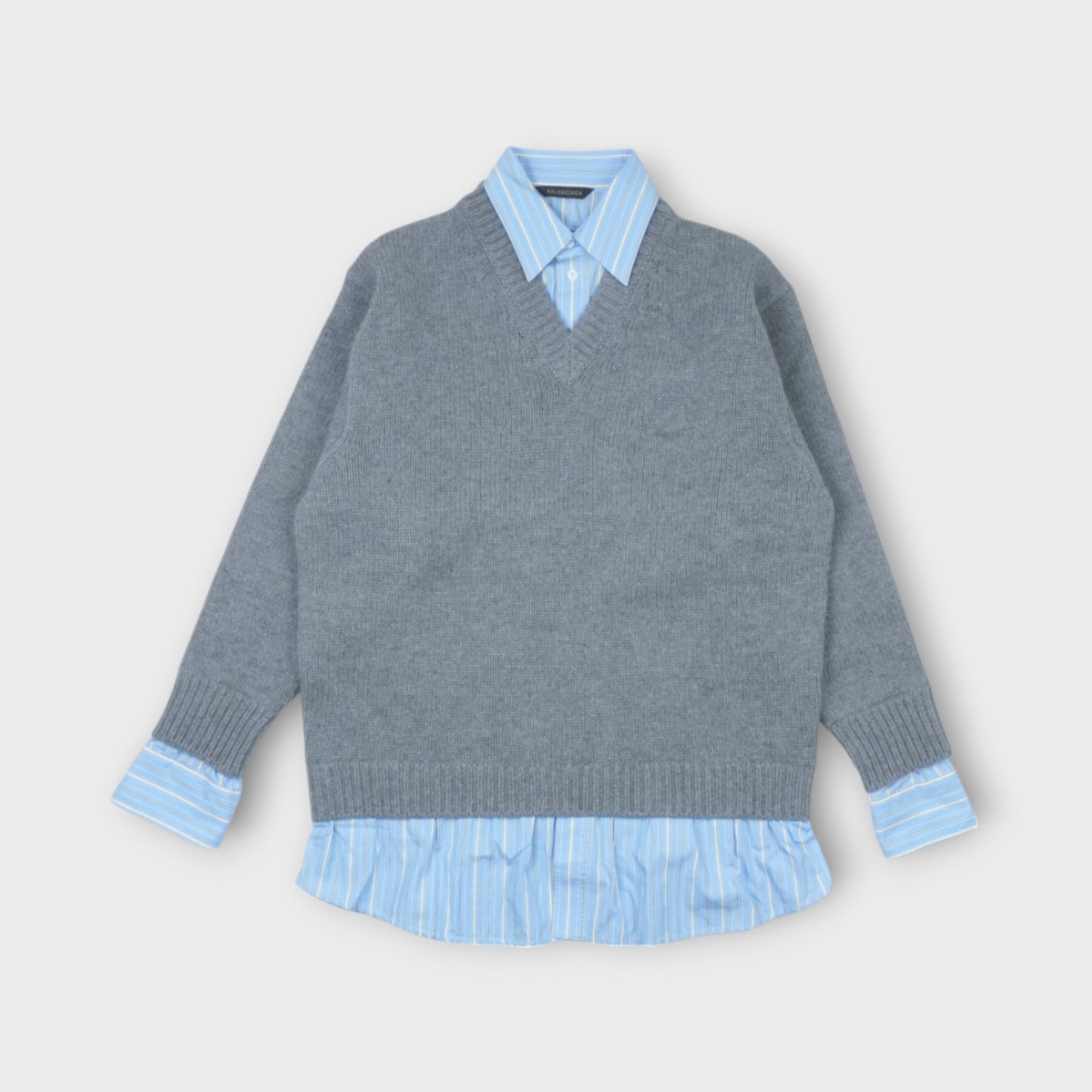BALENCIAGA Layered Shirt V-Neck Sweater