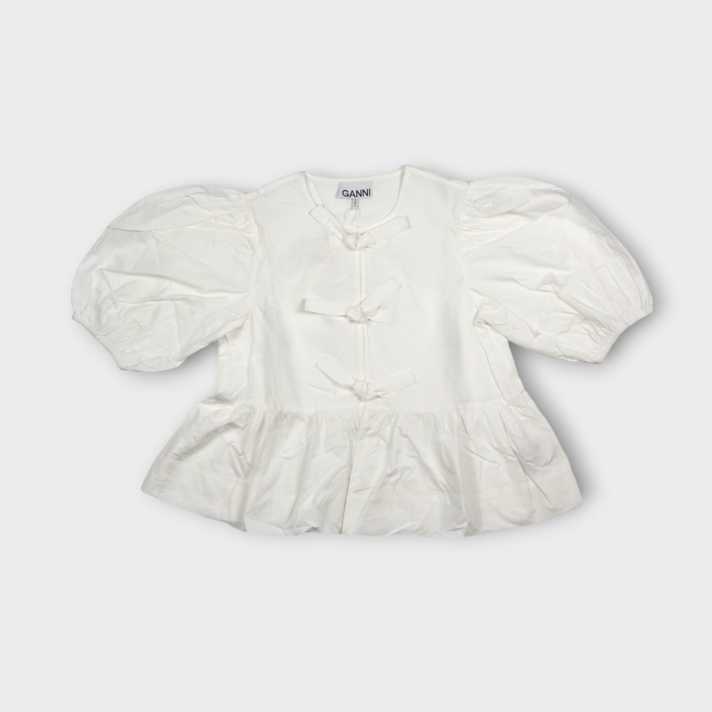 GANNI Cotton Poplin Peplum Blouse