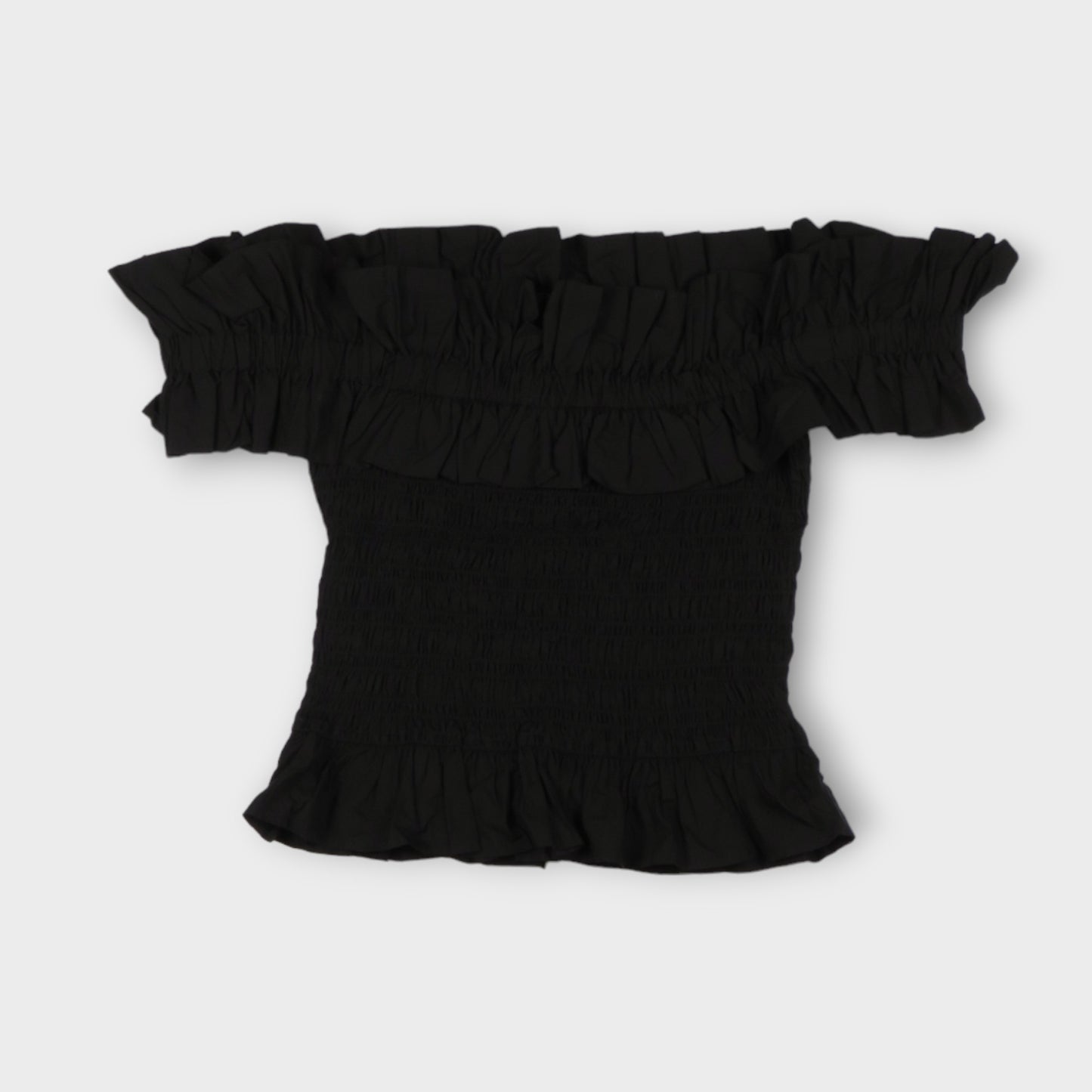 GANNI Cotton Poplin Off-shoulder Smock Top