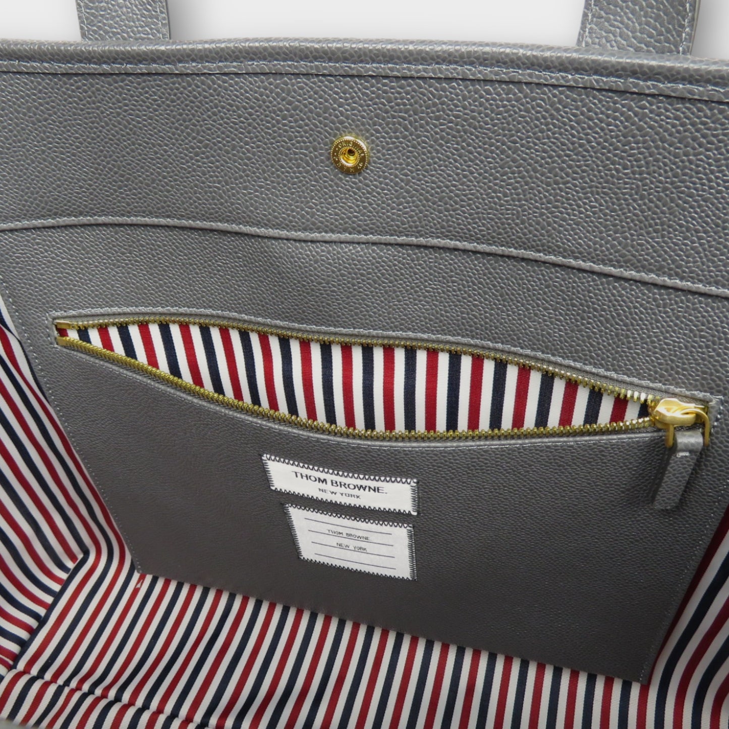 THOM BROWNE MEDIUM TOOL TOTE IN PEBBLE GRAIN LEATHER