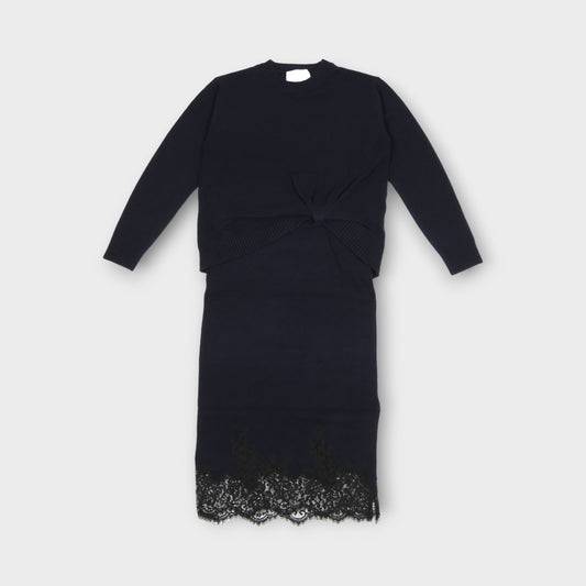 3.1 Phillip Lim LS DRAPED KNIT DRESS W LACE