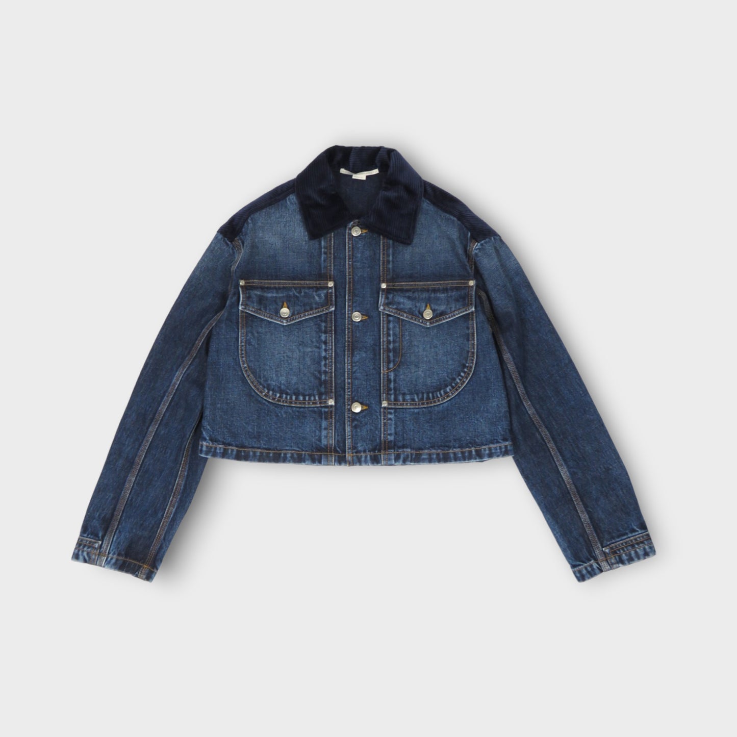 STELLA McCARTNEY Dark Vintage Corduroy Detailed Denim Jacket