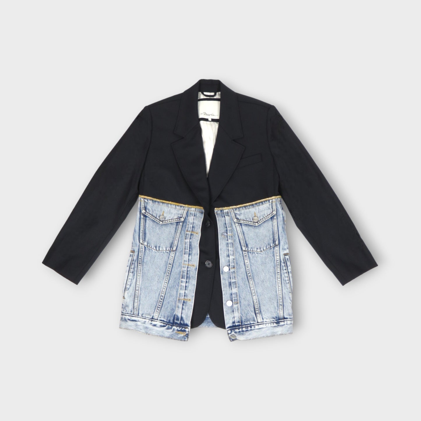3.1 Phillip Lim DENIM OVERSIZED HYBRID BLAZER W TIES
