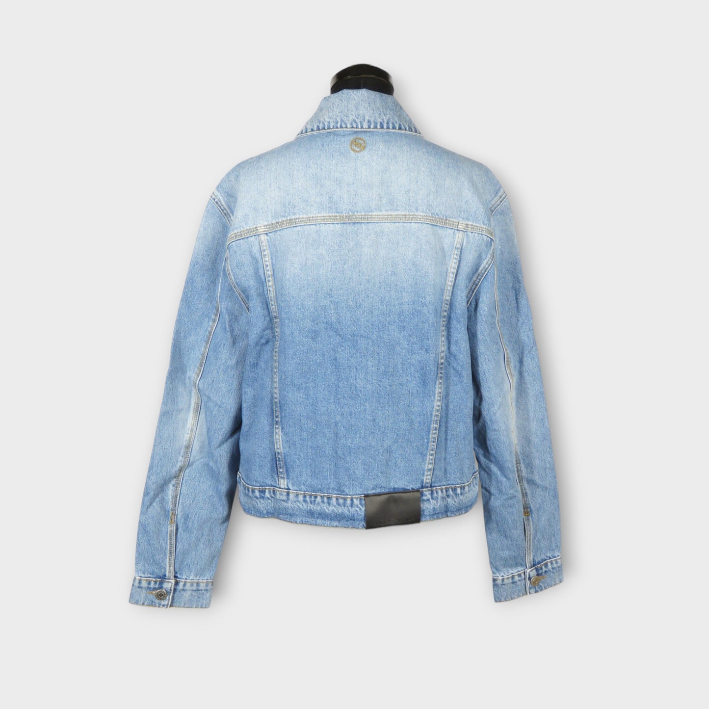 STELLA McCARTNEY ICONIC FALABELLA CHAIN MID BLUE VINTAGE OVERSIZE DENIM JACKET