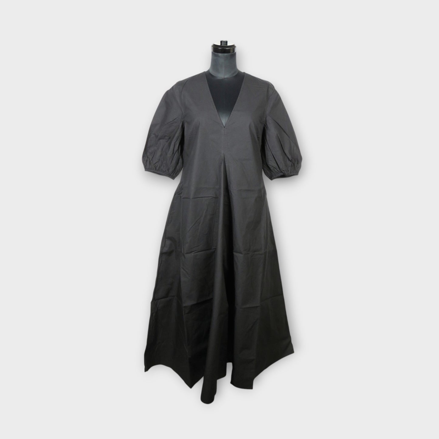 GANNI Cotton Poplin V-Neck Long Dress