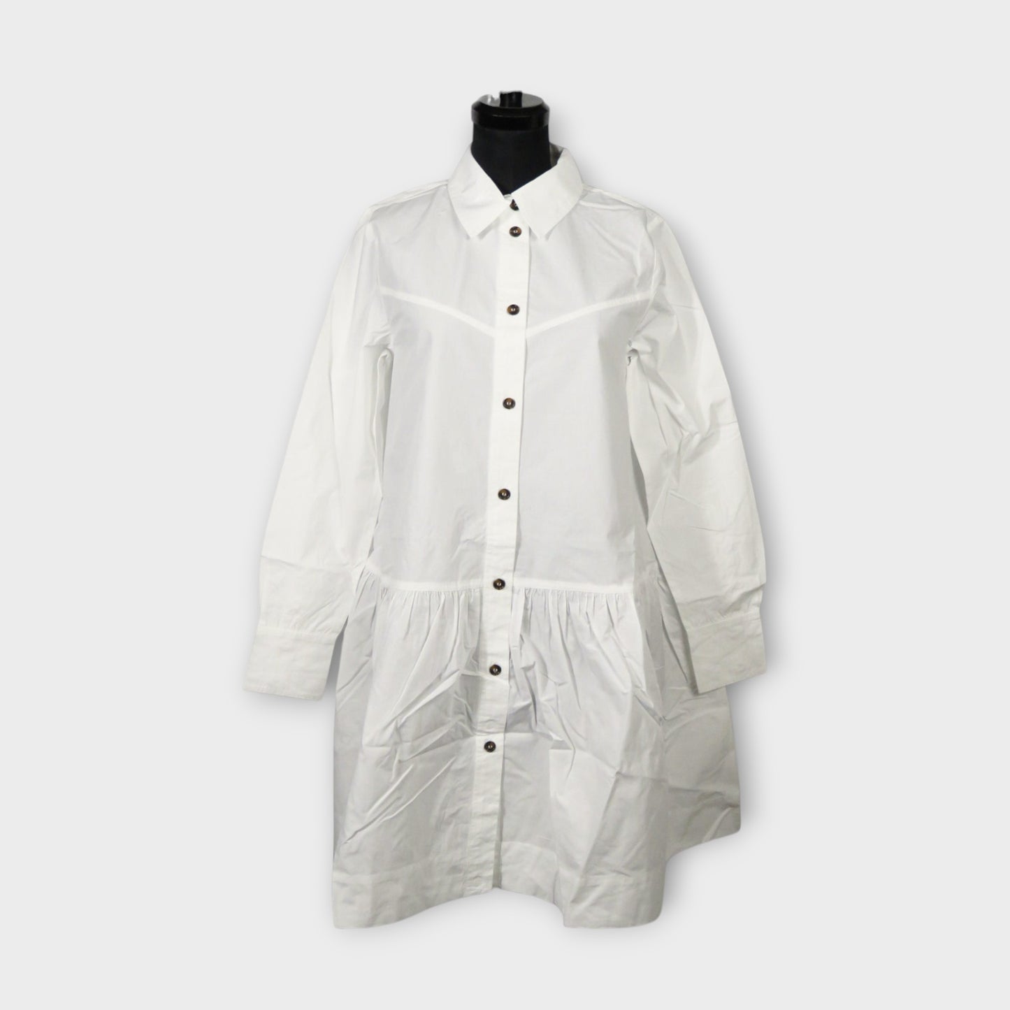 GANNI Cotton Poplin Mini Shirt Dress