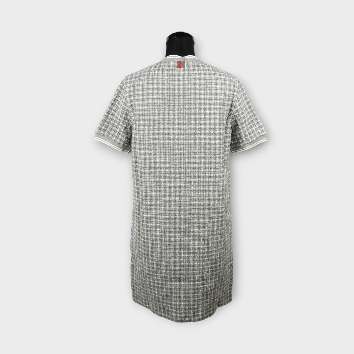 THOM BROWNE SHORT SLEEVE CREW NECK DRESS IN COTTON TWEED