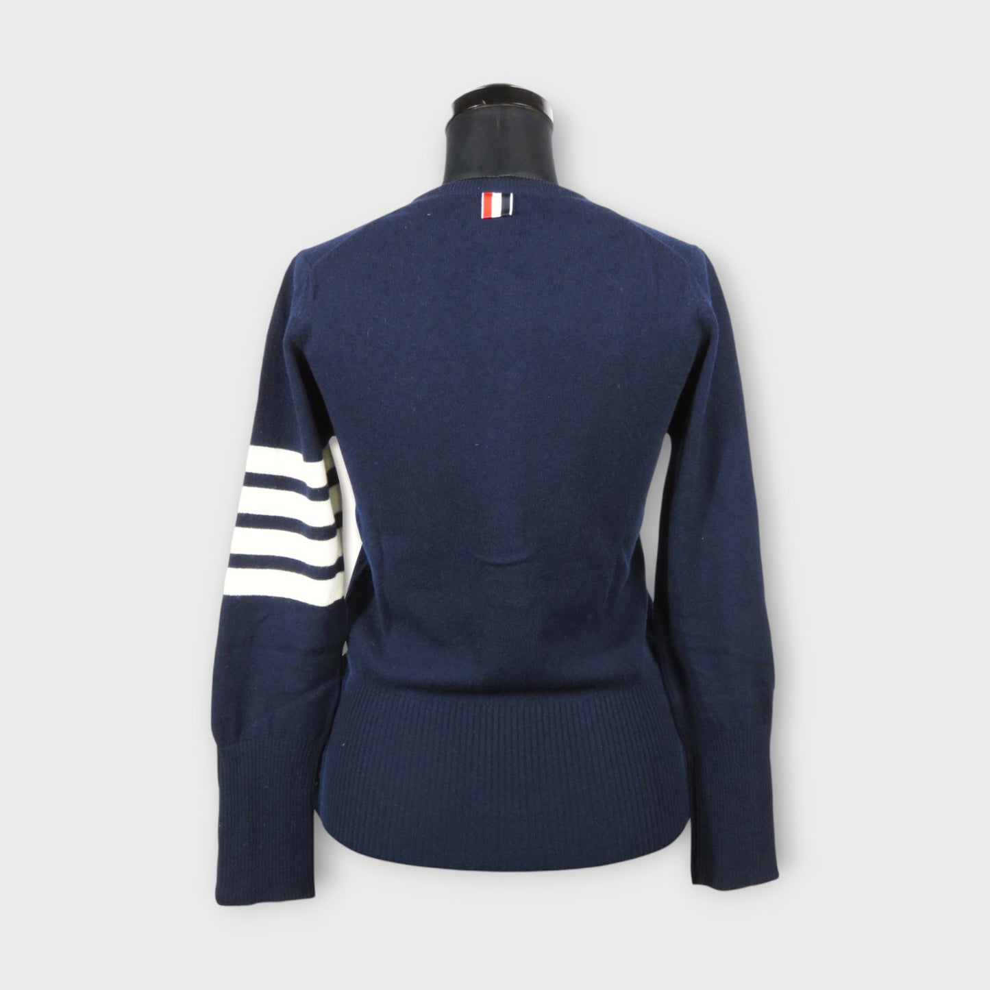 THOM BROWNE CLASSIC CREWNECK CARDIGAN W/ 4 BAR IN CASHMERE