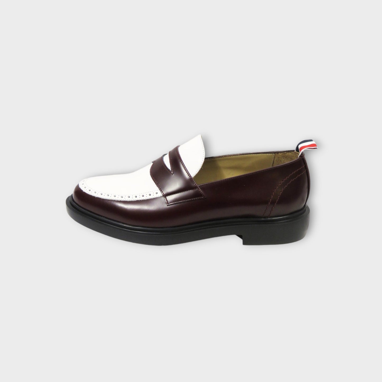 THOM BROWNE CLASSIC PENNY LOAFER W/ LIGHTWEIGHT RUBBER SOLE IN SOFT SPAZZOLATO