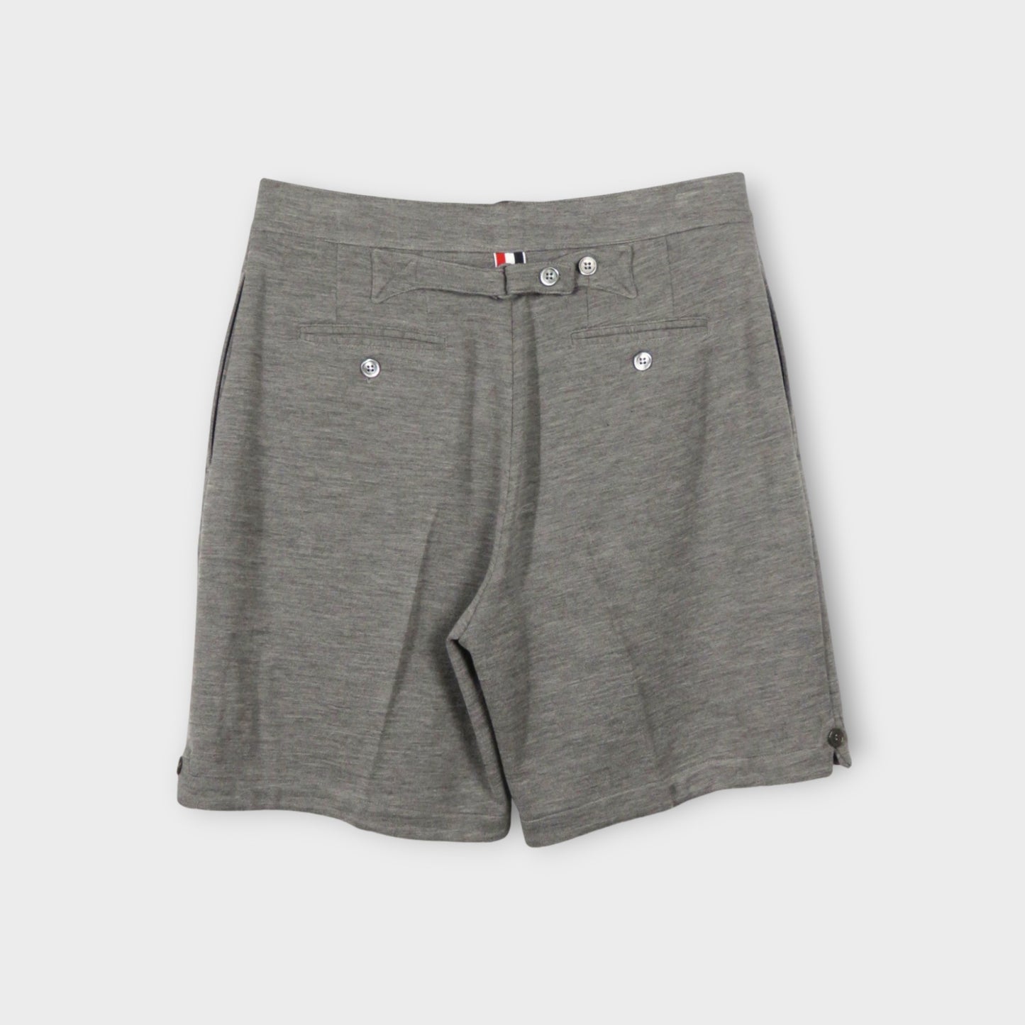 THOM BROWNE MID THIGH SHORTS IN WOOL MILANO