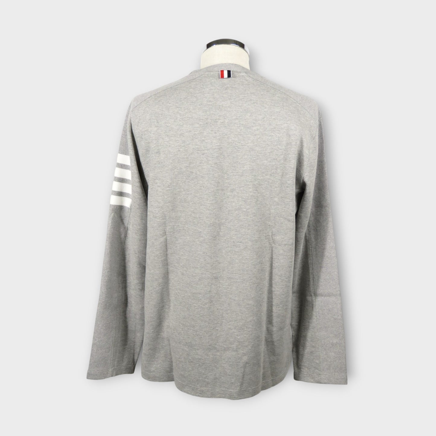 THOM BROWNE LONG SLEEVE TEE W/ 4 BAR STRIPE IN MILANO COTTON
