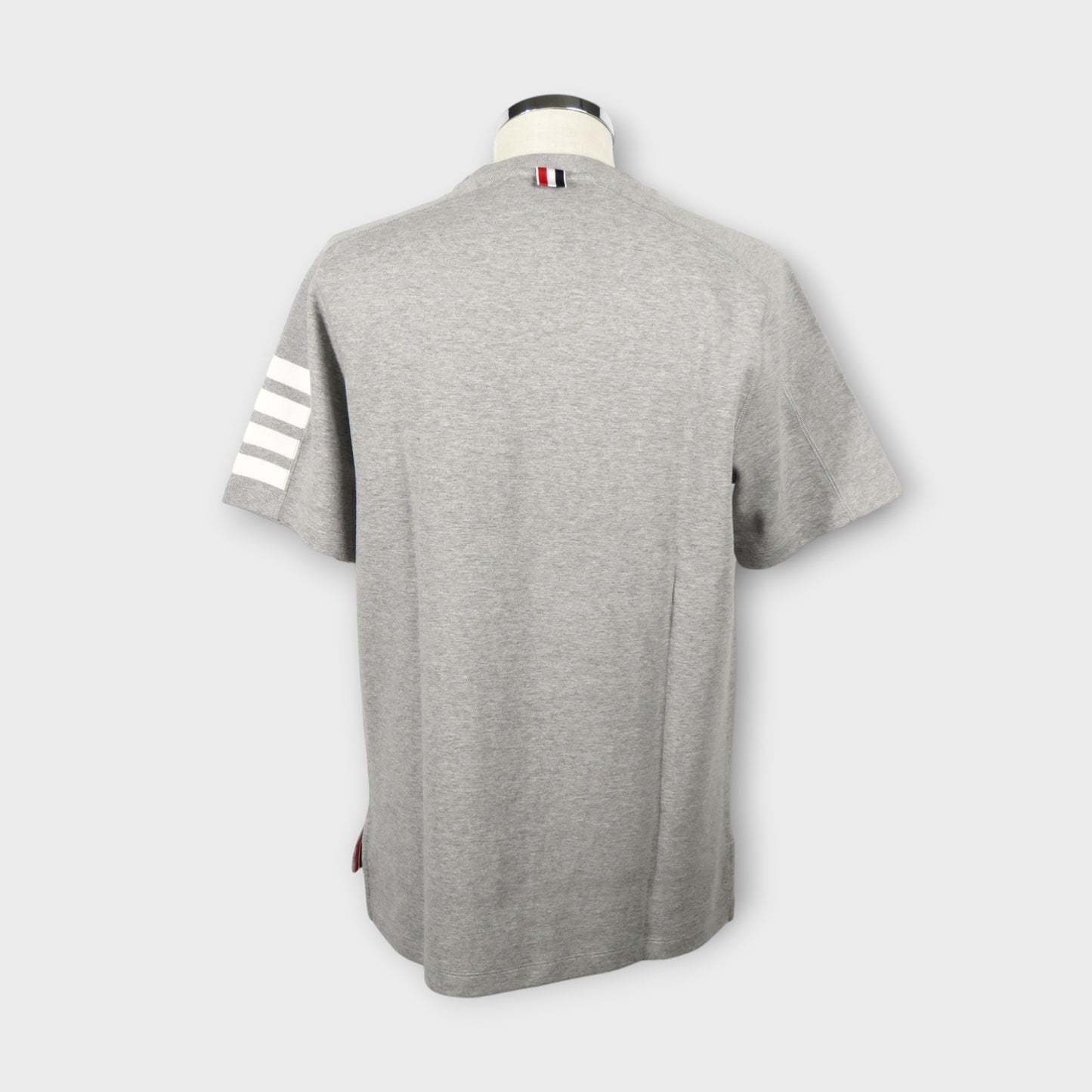 THOM BROWNE SHORT SLEEVE TEE W/ 4 BAR STRIPE IN MILANO COTTON
