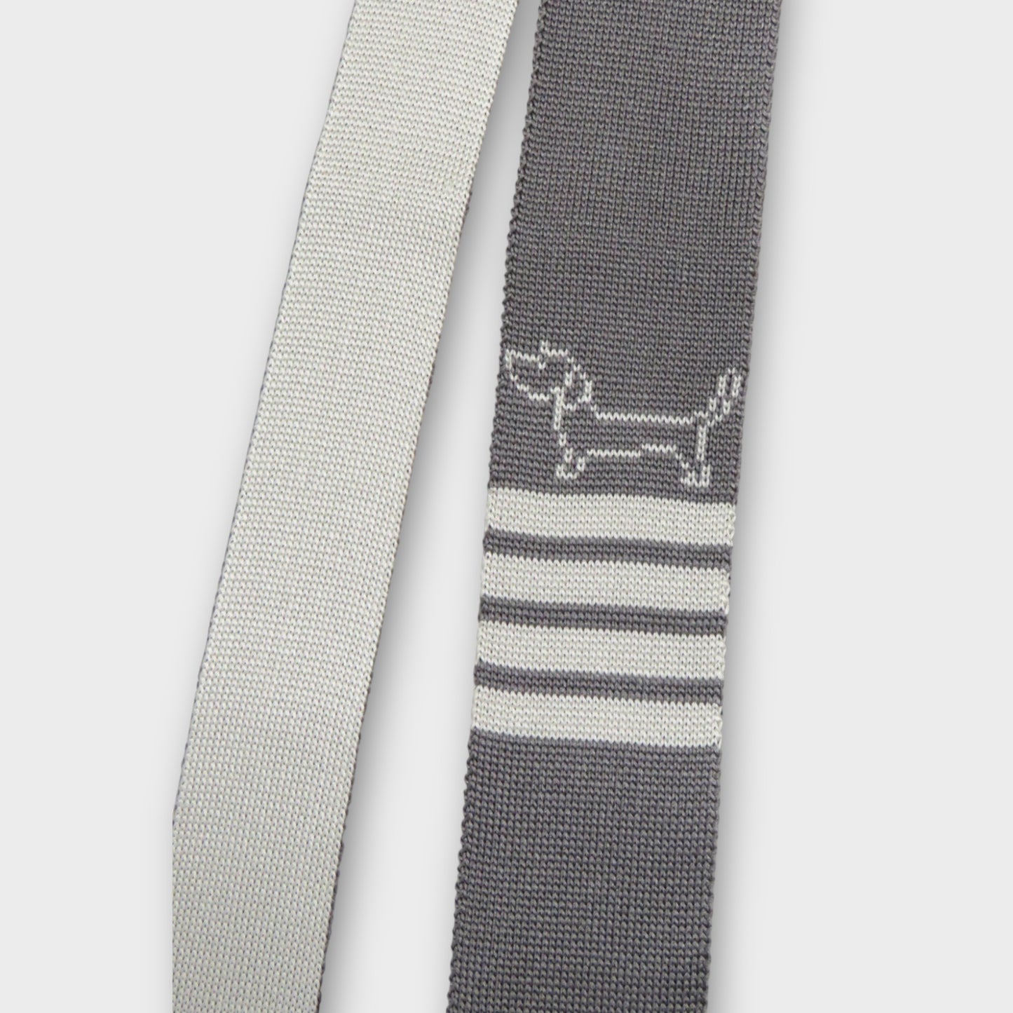 THOM BROWNE HECTOR ICON DOUBLE FACE JACQUARD KNIT SILK TIE W/ 4 BAR STRIPE