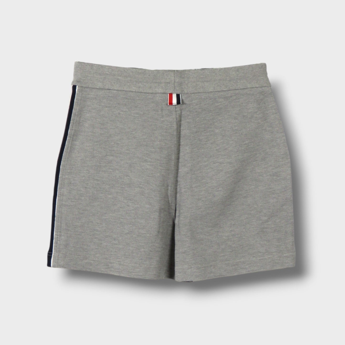 THOM BROWNE MID-THIGH SHORTS W/ RWB SIDE STRIPE IN CLASSIC PIQUE