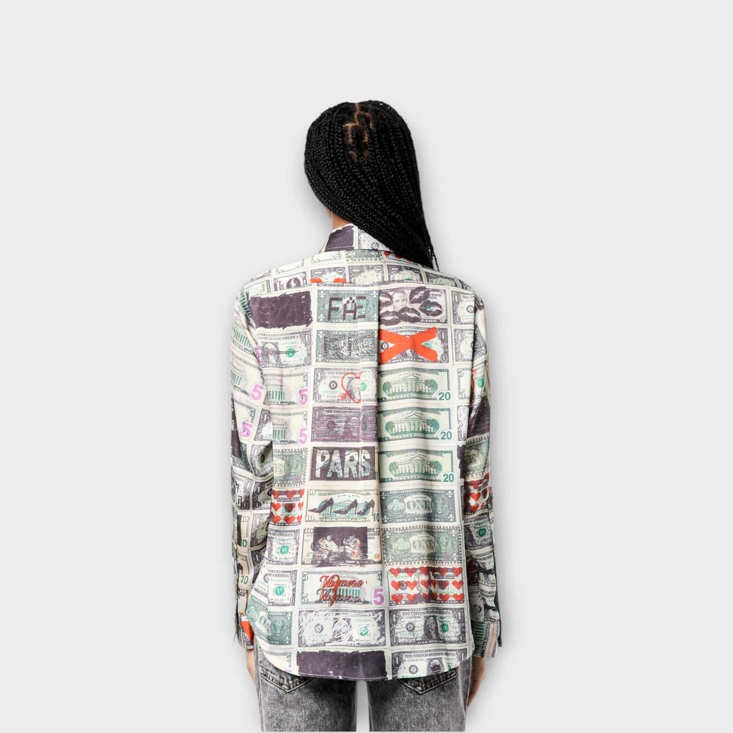 Vaquera BUTTON DOWN AND TIE DOLLAR PRINT SHIRT WOVEN