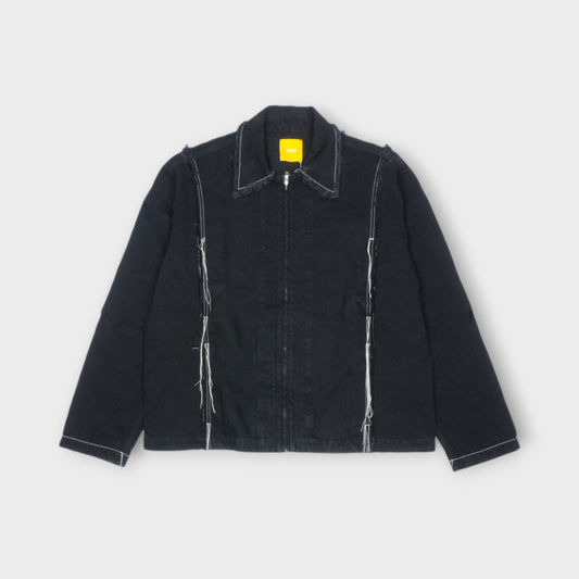 AIREI CONTRAST STITCH ZIP DENIM JACKET WOVEN