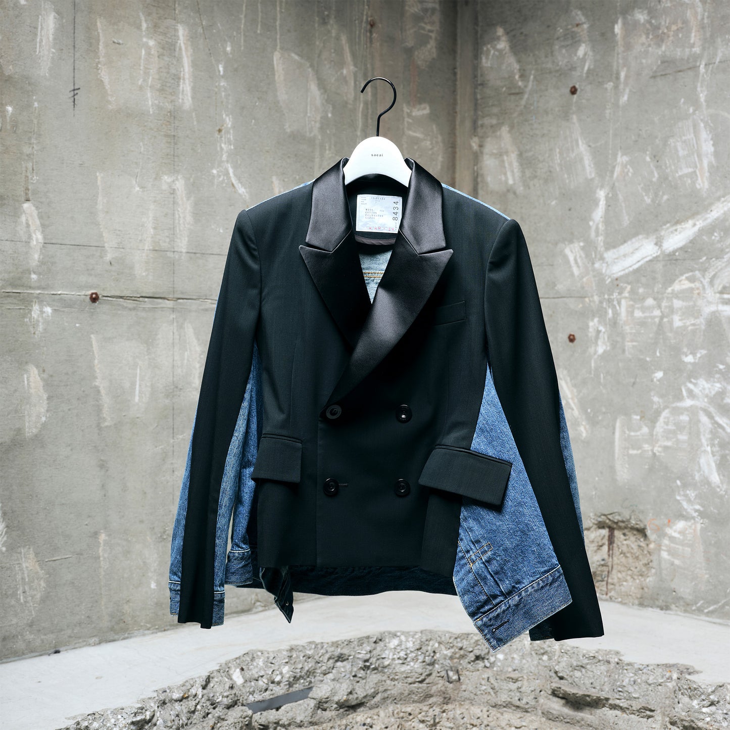 sacai WOMEN Wool Suiting x Denim Jacket