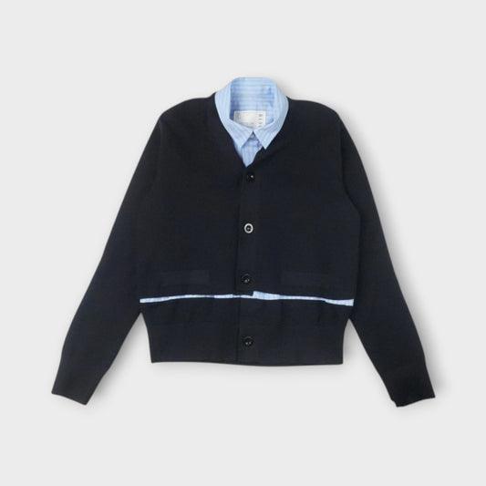 sacai WOMEN Poplin x Cotton Knit Cardigan