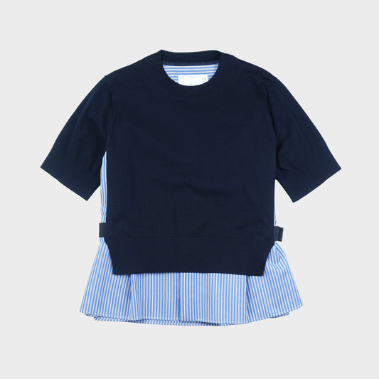 sacai Poplin x Cotton Knit Pullover